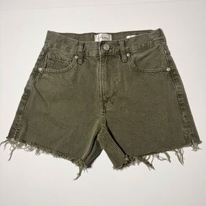 Frame Le Super High Shorts in Stoned Fatique